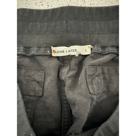 Marine Layer Pants Womens Large Black Linen Blend Pull On Jogger Travel Outdoors - Picture 3 of 4